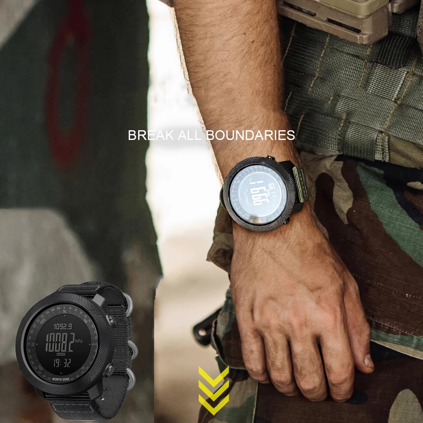 Taktyczne zegarki sportowe dla mężczyzn outdoorowe survival wojskowy kompas rock solidne cyfrowe zegarki z trwałym paskiem, krokomierz krokomierz kalorie