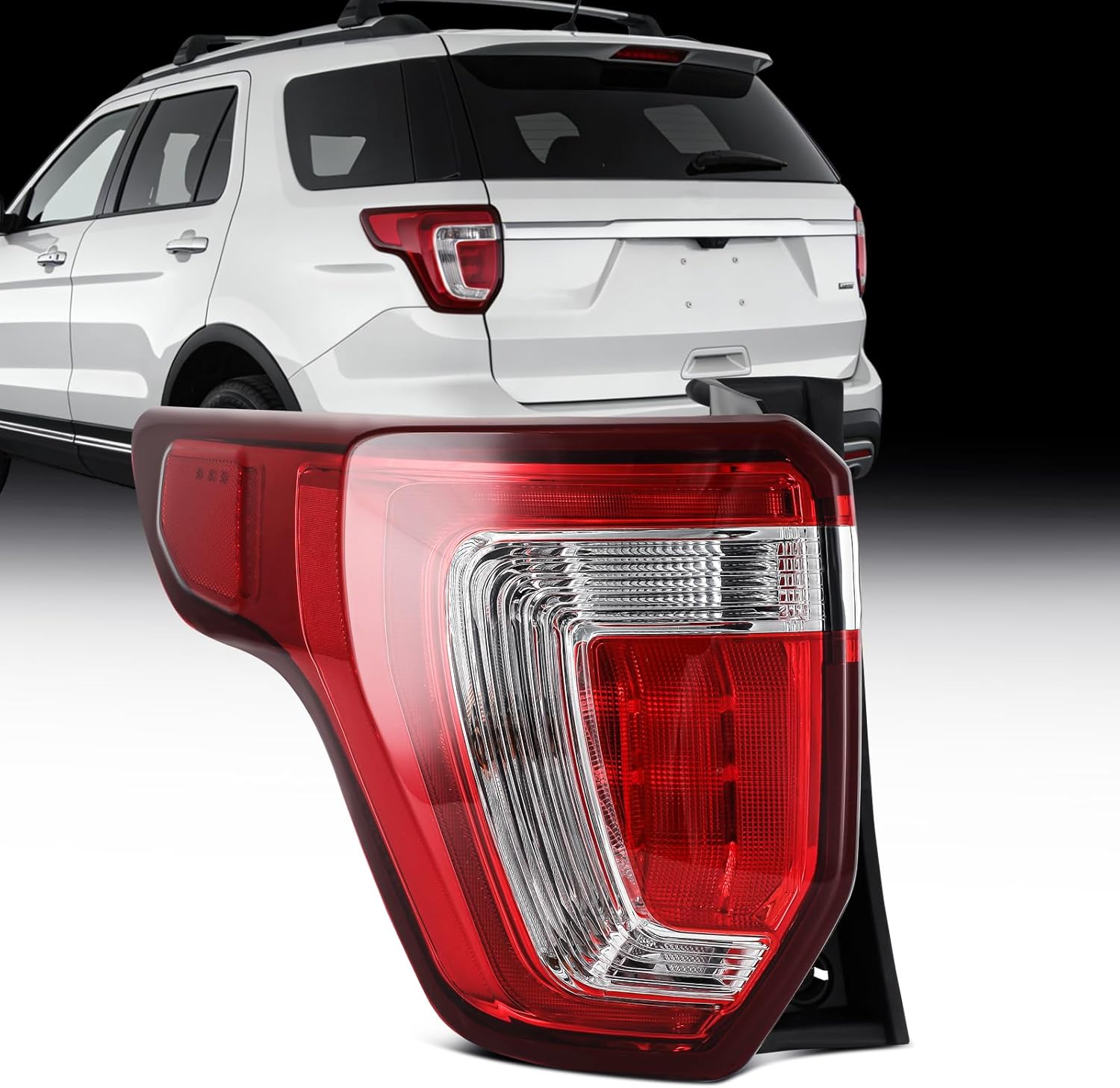 ECCPP Tail Light Assembly For Ford Explorer 2016-2019 Driver Side (Black Housing Red Lens)