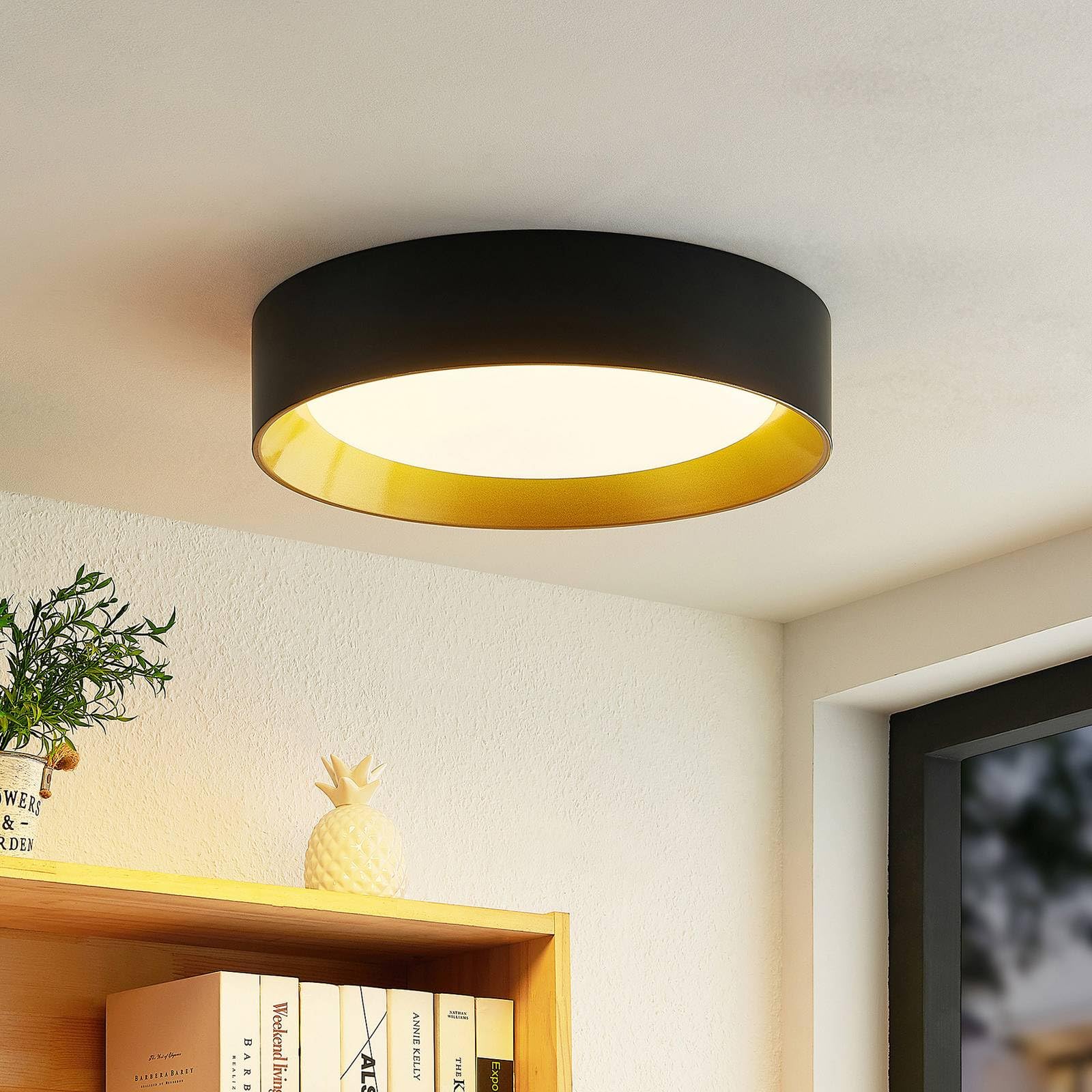 Lindby LED Deckenleuchte Kambia (Modern) in Schwarz aus Aluminium (1 flammig,) - Lampe Deckenlampe Wohnzimmerleuchte