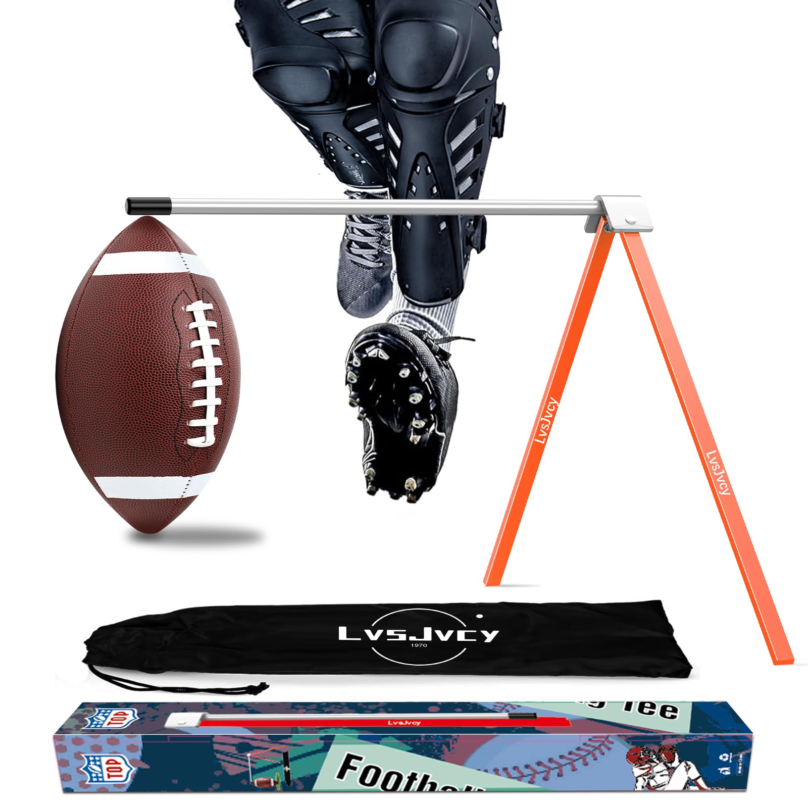 LvsJvcy Football Kicking Tee Stand, Premium Field Goal Kickoff Holder Equipment, Professional Kick Goal Posts Gear Compatible with All Football Size,