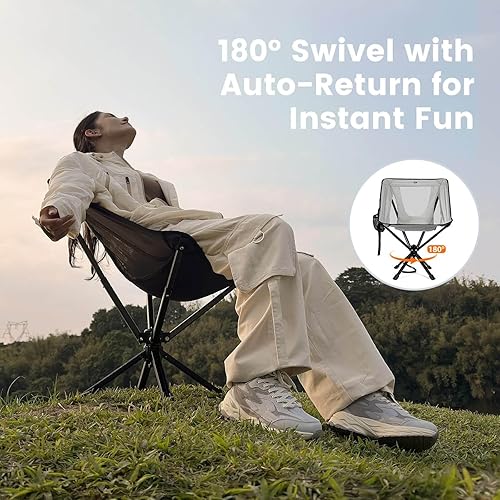 Miniatura 3 de Silla de camping portátil - SwivelCore 180 giratoria y de devolución automática, sillas plegables pequeñas y compactas para adultos, silla de