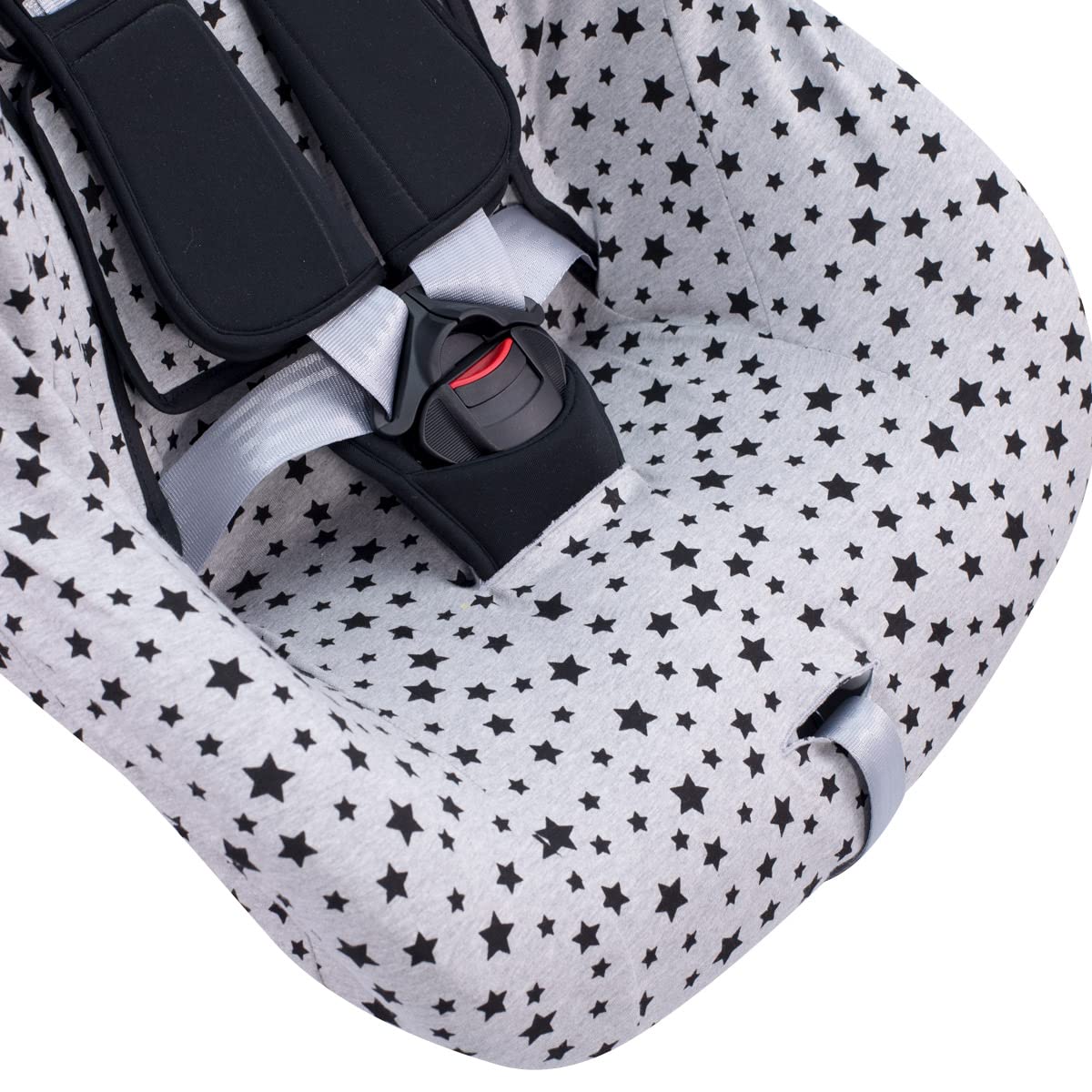 JYOKO KIDS Fodera universale in cotone per Seggiolino Auto con testa (Black Star)