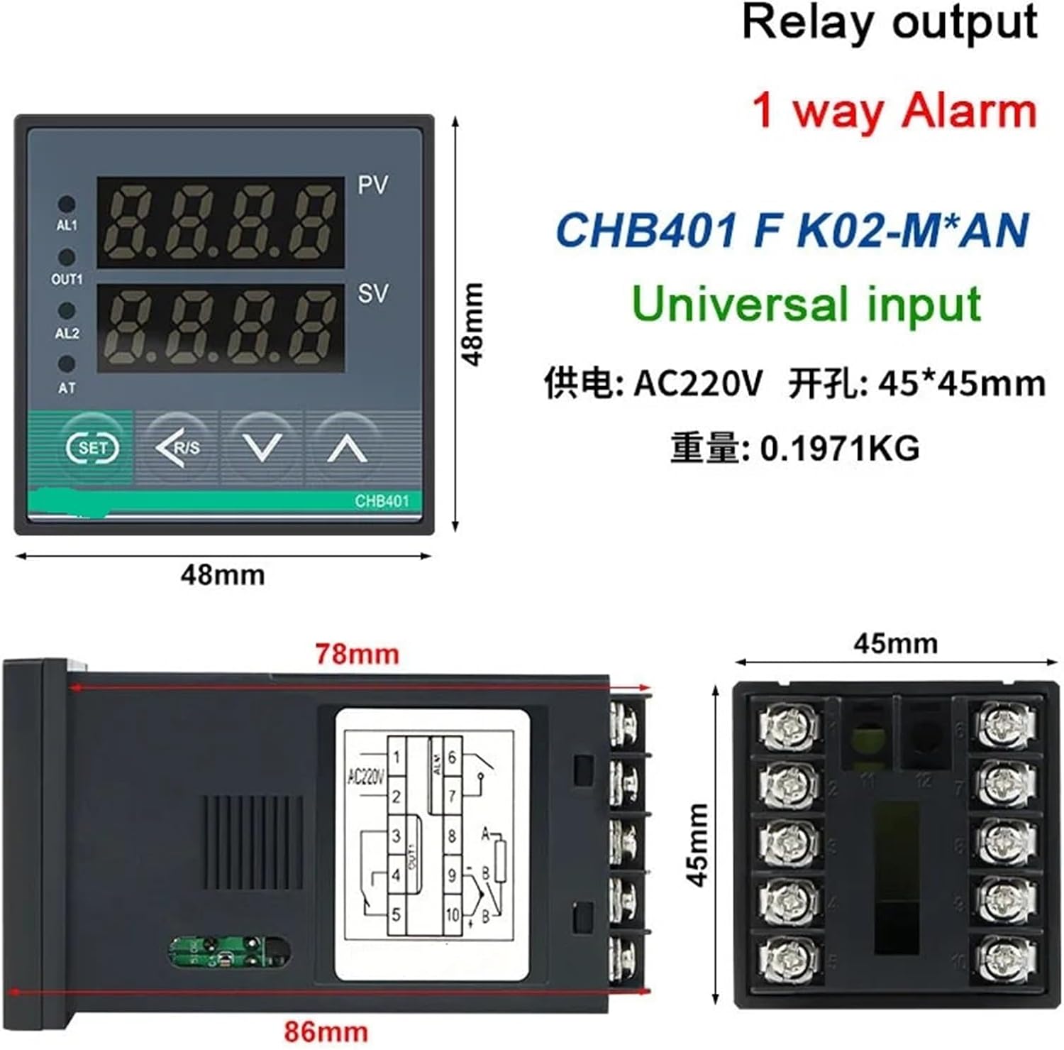 CHB401 CHB402 CHB702 CHB902 Digital Display Thermostat Temperature Controller 220V 12V MV*an Universal 1Pcs(CHB401 220V)
