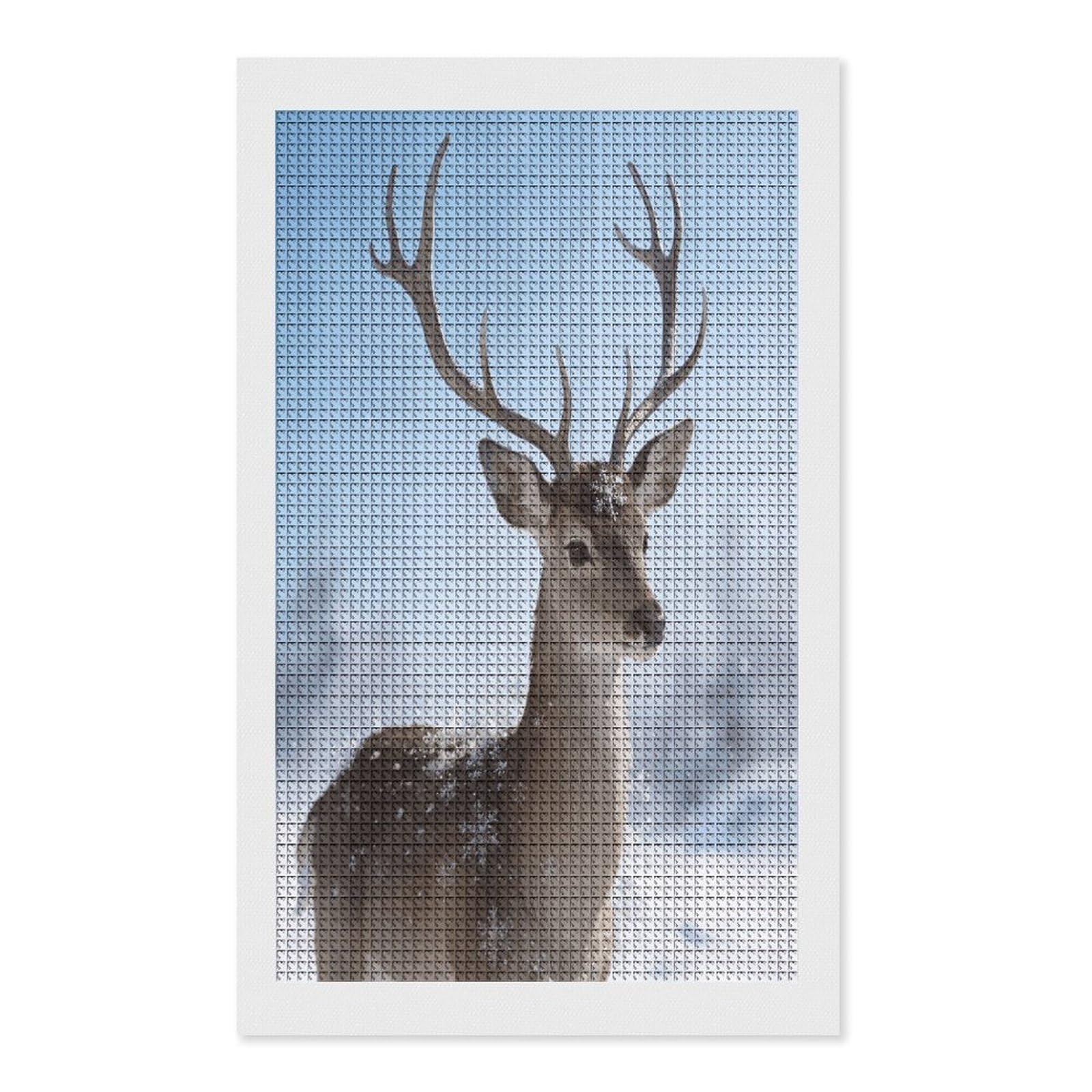 FodPand Winter Reindeer Snowflake Diamond Painting Kit for Beginner Fun 5D DIY Crafts for Adults Diamond Art Kits Square Diamond Art Canvas Painting Gem Art Crafts for Home Wall Decor 12"x20"