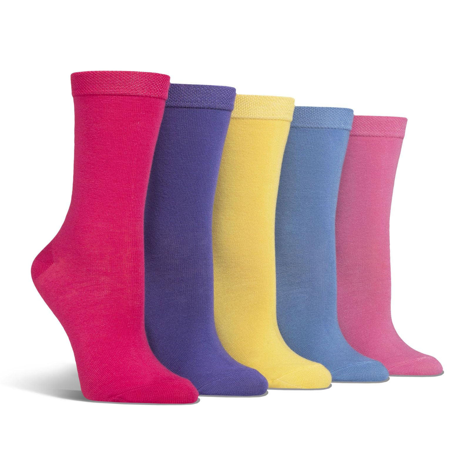 Spairs Women's Bamboo Socks, Plain, Bright & Colourful Designs, Soft, Breathable, Comfortable, Crew Length, Value Multipack of 5 Pairs, Size 4-8