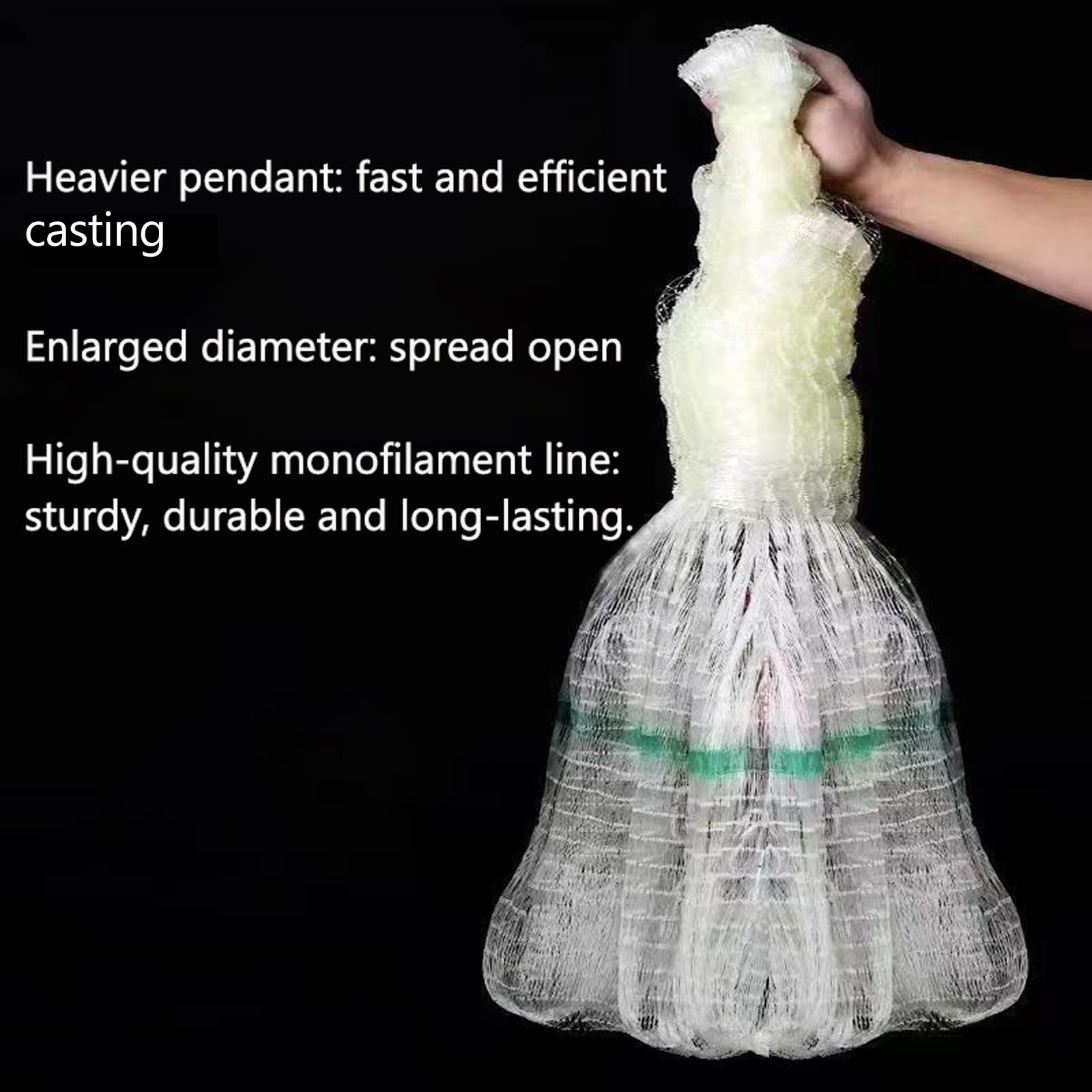Lawaia Red de pesca de fundición tradicional, fácil de usar, material de monofilamento, duradero y eficiente, ideal para peces de agua dulce y salada, camarones, pececillos