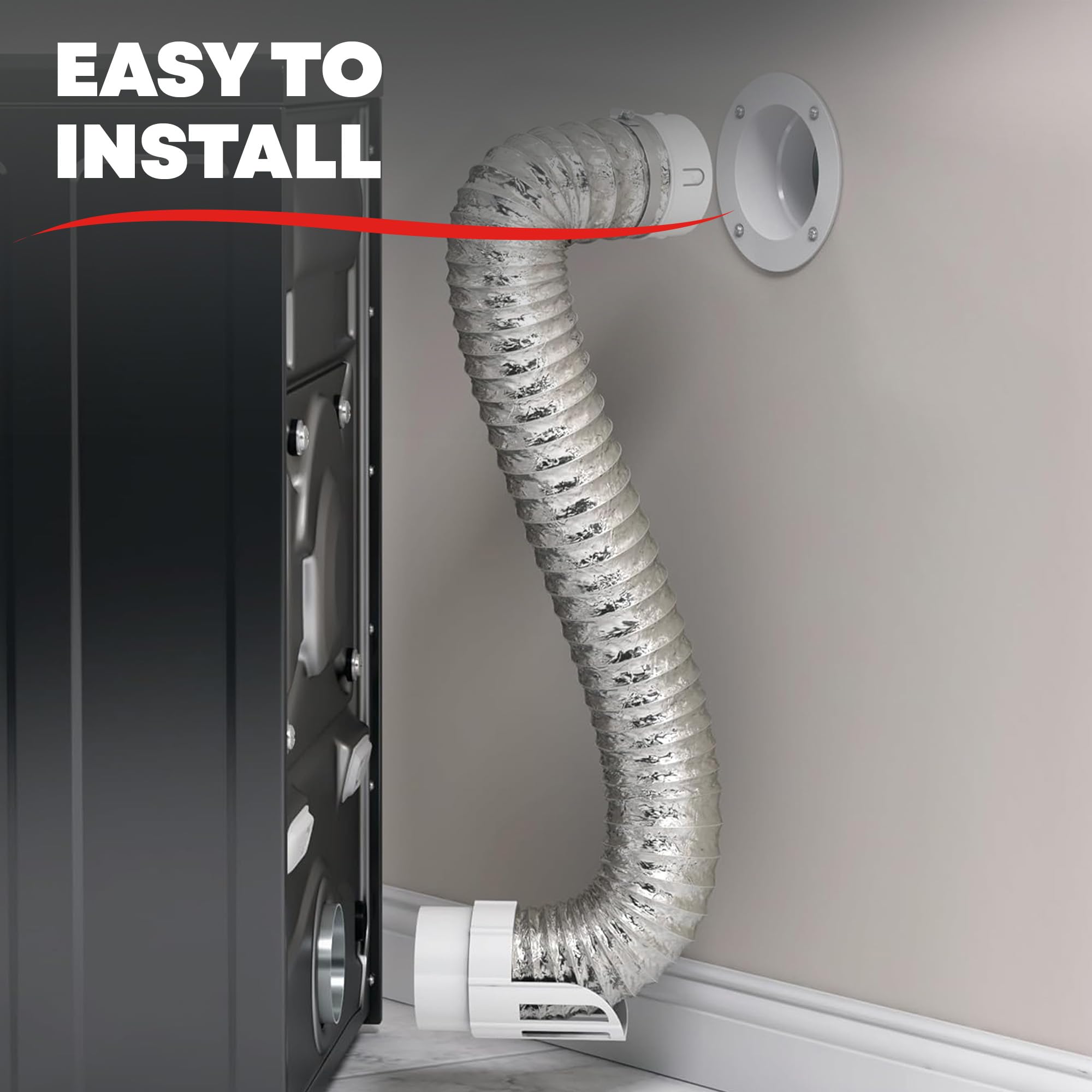 Deflecto Supurr-Flex Conducto De Ventilación De Aluminio Para Secadora, Flexible, Resistente Al Fuego, 4 Pulgadas De Diámetro X 8 Pies, Plateado (F0408B/4