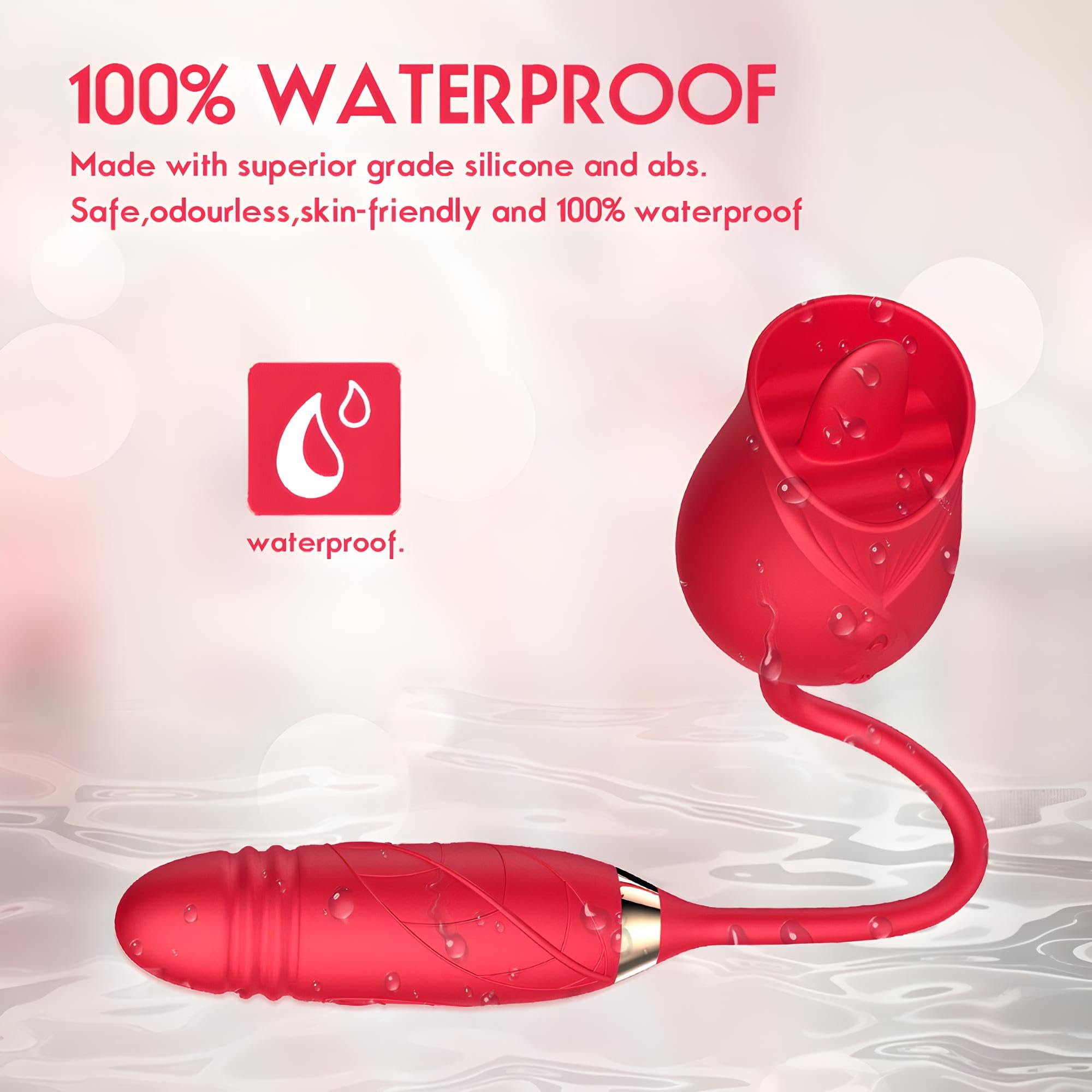 Rose Delight - Vibratore per esperienze sensoriali intense - 10 modalità di leccata e suzione, silicone medico, impermeabile