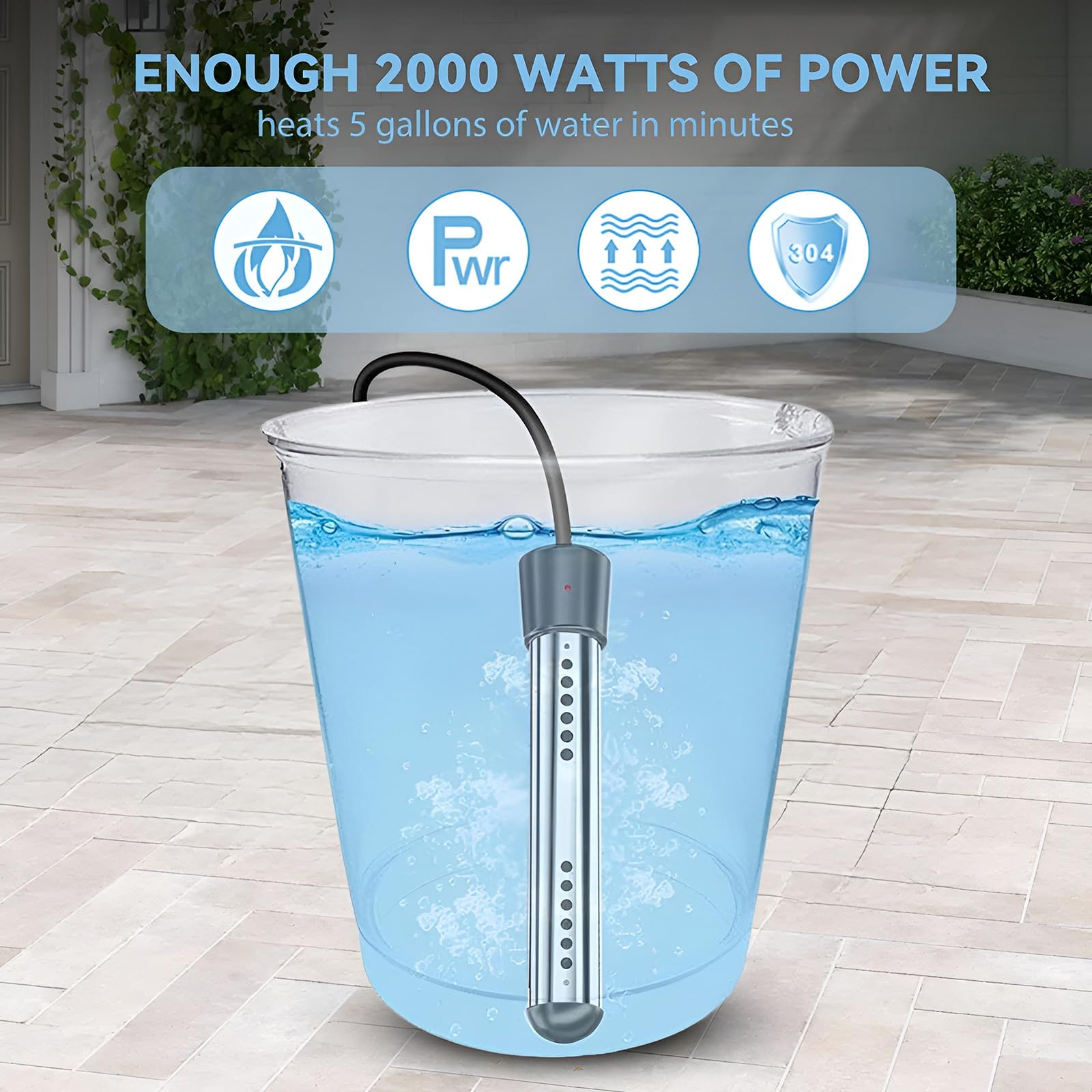 Riscaldatore Elettrico Ad Immersione Da 2500 W, Con Display Digitale Della Temperatura E Spegnimento Automatico, Per Casa, Cucina