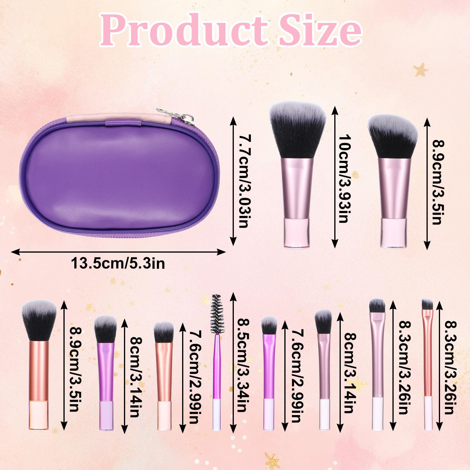 Mini Travel Makeup Brush Set including Pouch - Image 2