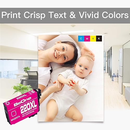 Miniatura 5 de BeOne Cartuchos de tinta remanufacturados de repuesto para Epson 220XL 220 XL T220 T220XL para usar con impresora Workforce WF-2630 WF-2650 WF-2660