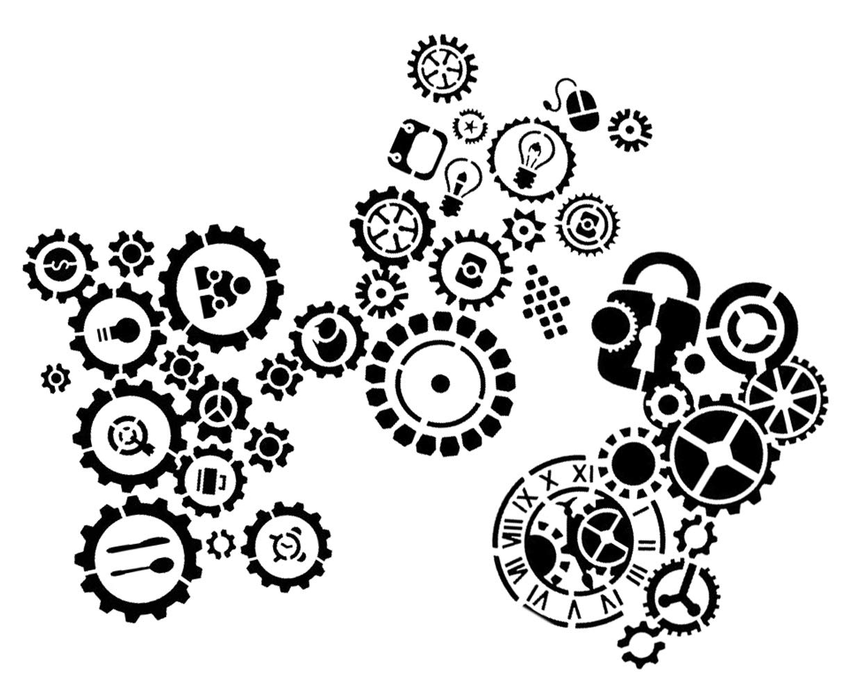 Hyamass 3pcs Gear Pattern Rectangle Shape Hollow Out Painting Stencils Drawing Templates with Handle - Image 6