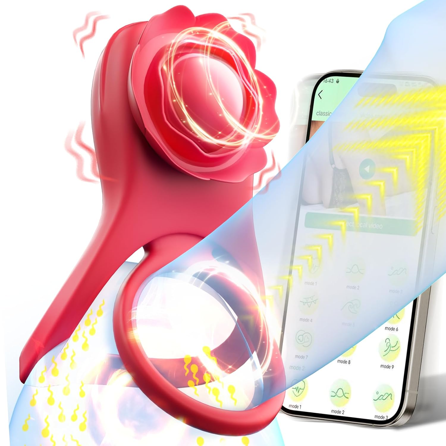 Vibrating Cock Ring Penis Ring Male Female Sex Toys for Couples Rose Testicles Clitoral Vibrator Penis Sleeve with