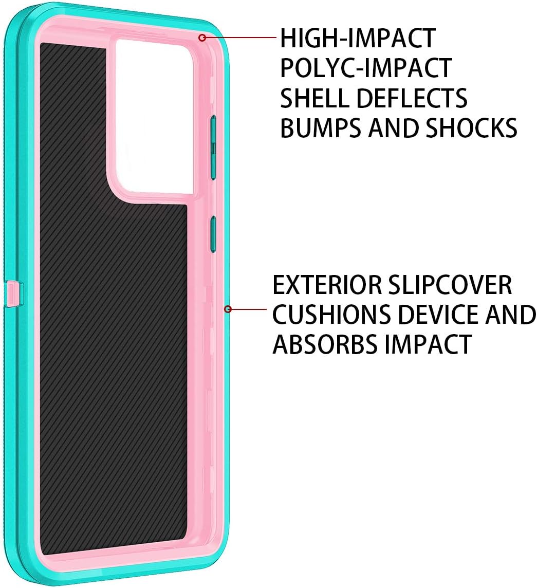 I-HONVA for Galaxy S21 Ultra 5G Case Shockproof Dust/Drop Proof 3-Layer Full Body Protection [Without Screen Protector] Rugged Heavy Duty Cover Case for Samsung Galaxy S21 Ultra 6.8 2021, Teal/Pink