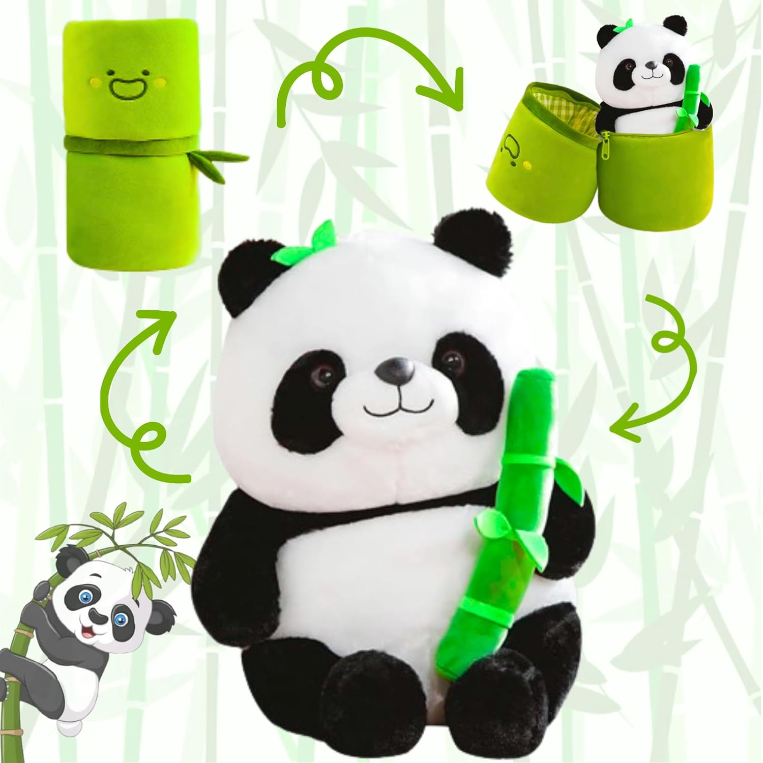 Bamboo Panda Soft Toys for Girls | Kawaii Animal Toy | Kids Toys for 1 + Year Boy | Plush Toys Teddy Bear Gift Doll | Gift for Girlfriend, Birthday, Christmas,| Dolls Baby Toys Home Decor