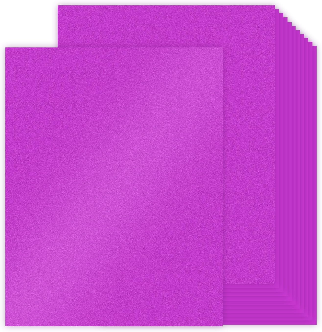 Pikalon 30 Sheets Purple Glitter Cardstock 8.5 x 11 Inches