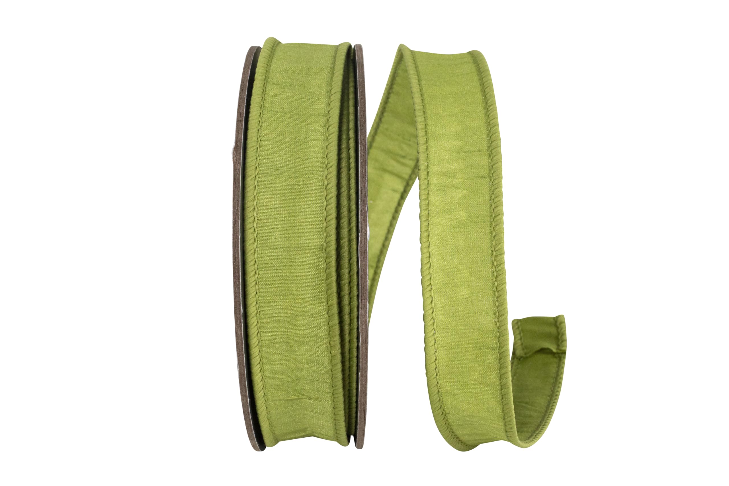 Ribbon - Dupioni Supreme Wired Edge, Green Grass, 7/8 Inch, 10 Yards