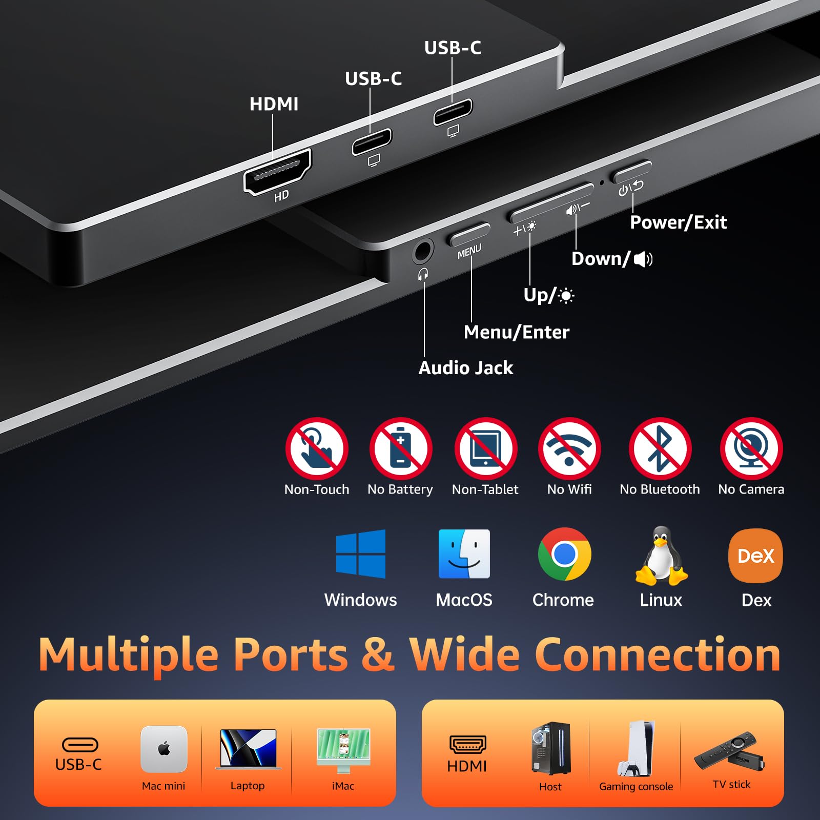 kksmart モニター 18.5インチ VESAスタンド付き Amazon.com: kksmart Portable Monitor 18.5 inch 1080P FHD 128