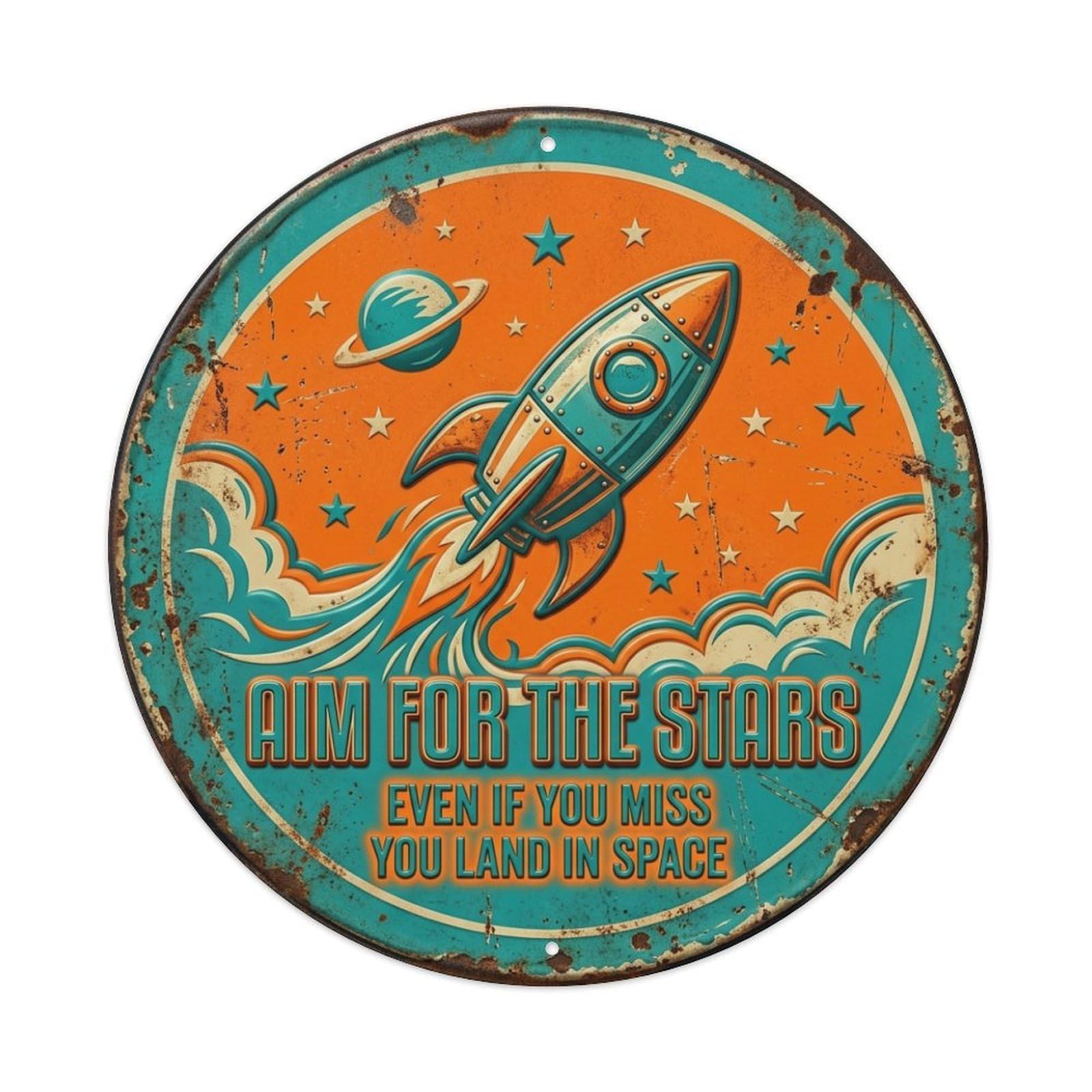 Rocket Launch Dreams Garage Vintage Metal Tin Sign Plaque Wall Decor for Cafe, Club Bar, Office, Garden Metal Poster 8x8Inch