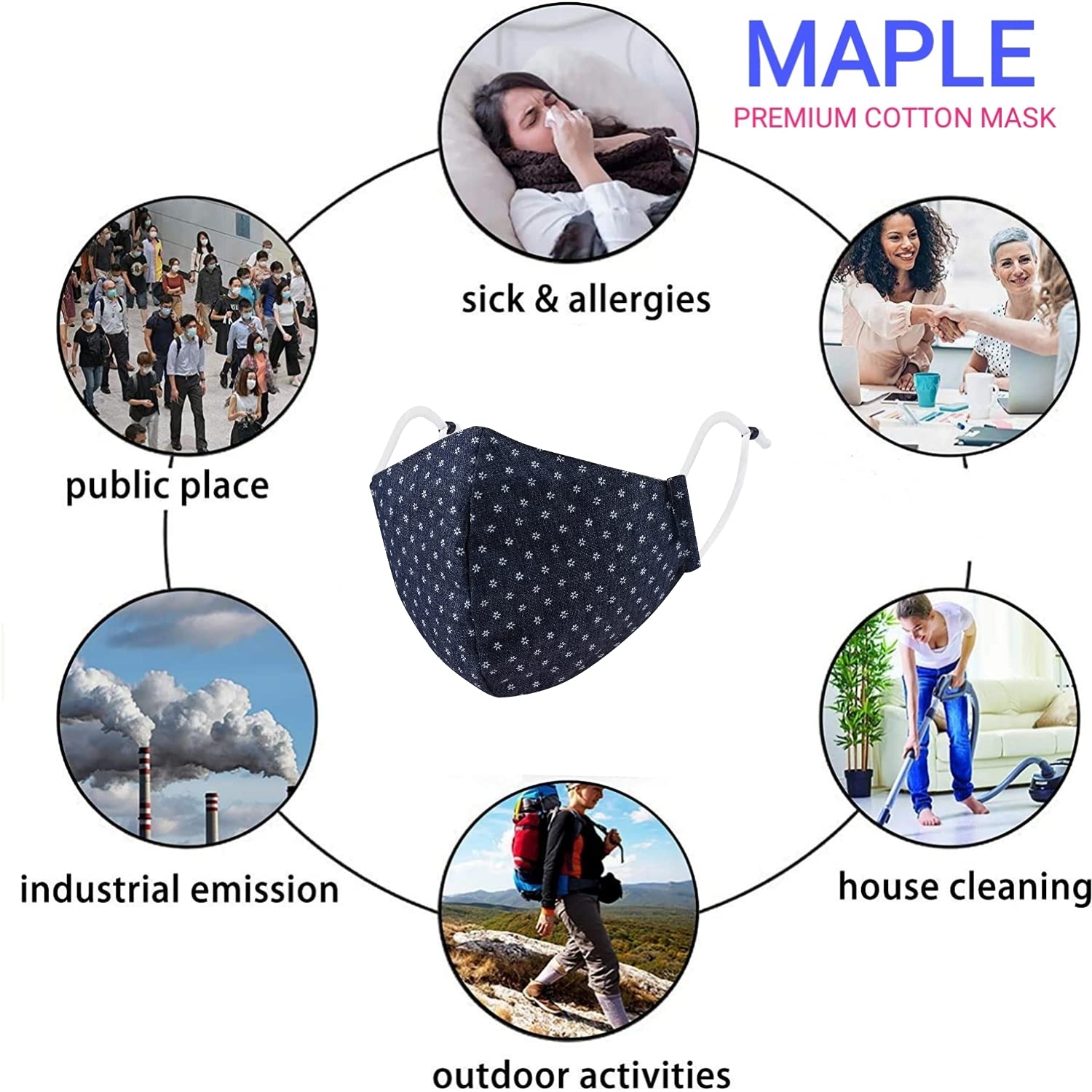 MAPLE Face Mask for Kids | Reusable and Washable | 3 Layer Filtration | Anti Pollution | Cotton Protective kid Mask | Fashionable for Girl Boys Unisex (Assorted) (4, Kids Age 7-12 Years) - Image 8 thumbnail