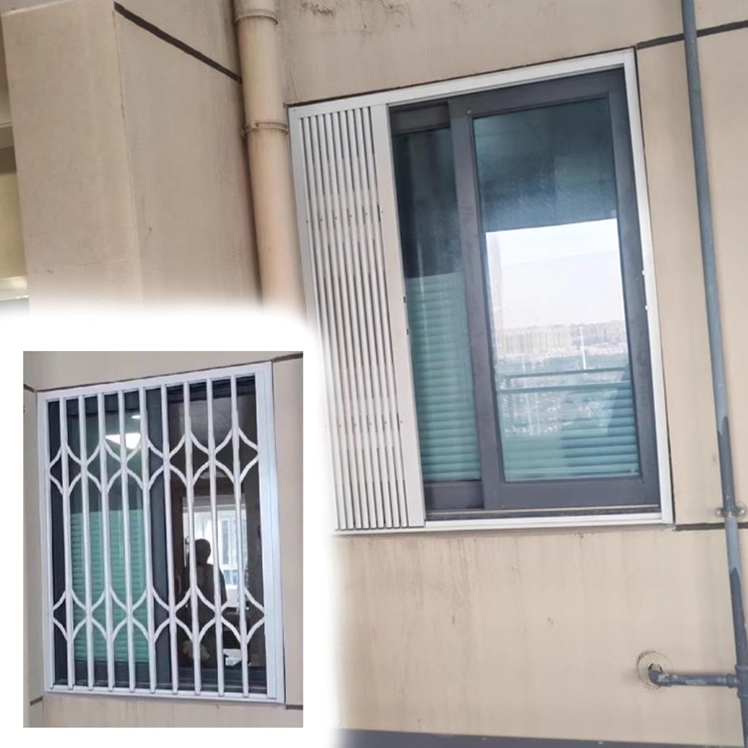 Outdoor Security Window Bar with Key Lock, Adjustable Folding Burglar Guard, Anti-Theft Grille for Basement/Shed, Custom Fit Gate (36x48in/91x122cm)