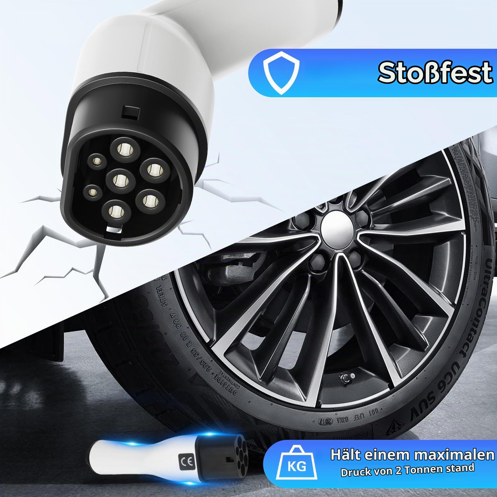 Typ 2 Ladekabel 11kW 5M 16A EV Ladekabel für Elektroauto mit Tragetasche Typ 2 auf Typ 2 EV Ladekabel für E Auto Model 3/Y, ID.3/4/5, C5X, DS7, GLA, Q3, X3