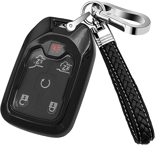 Miniatura 9 de Funda para llavero GMC, carcasa de TPU suave con llavero de cuero para GMC Sierra Terrain Acadia Yukon accesorios, azul