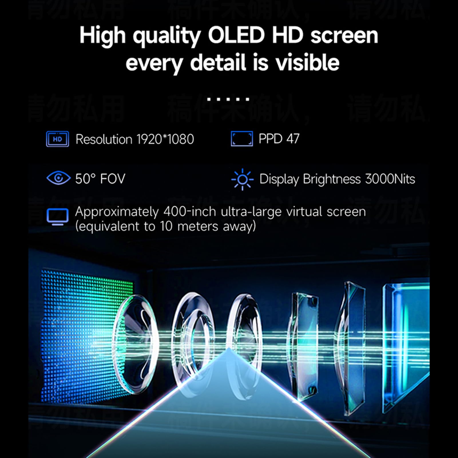 Denash Gafas AR, Pantalla OLED 1080P, 3000 Nits, Pantalla Virtual de 400", Ajuste de Miopía de 0-600°, Gafas XR Inmersivas Todo en Altavoces Incorporados para Todos los Dispositivos USB-C DP