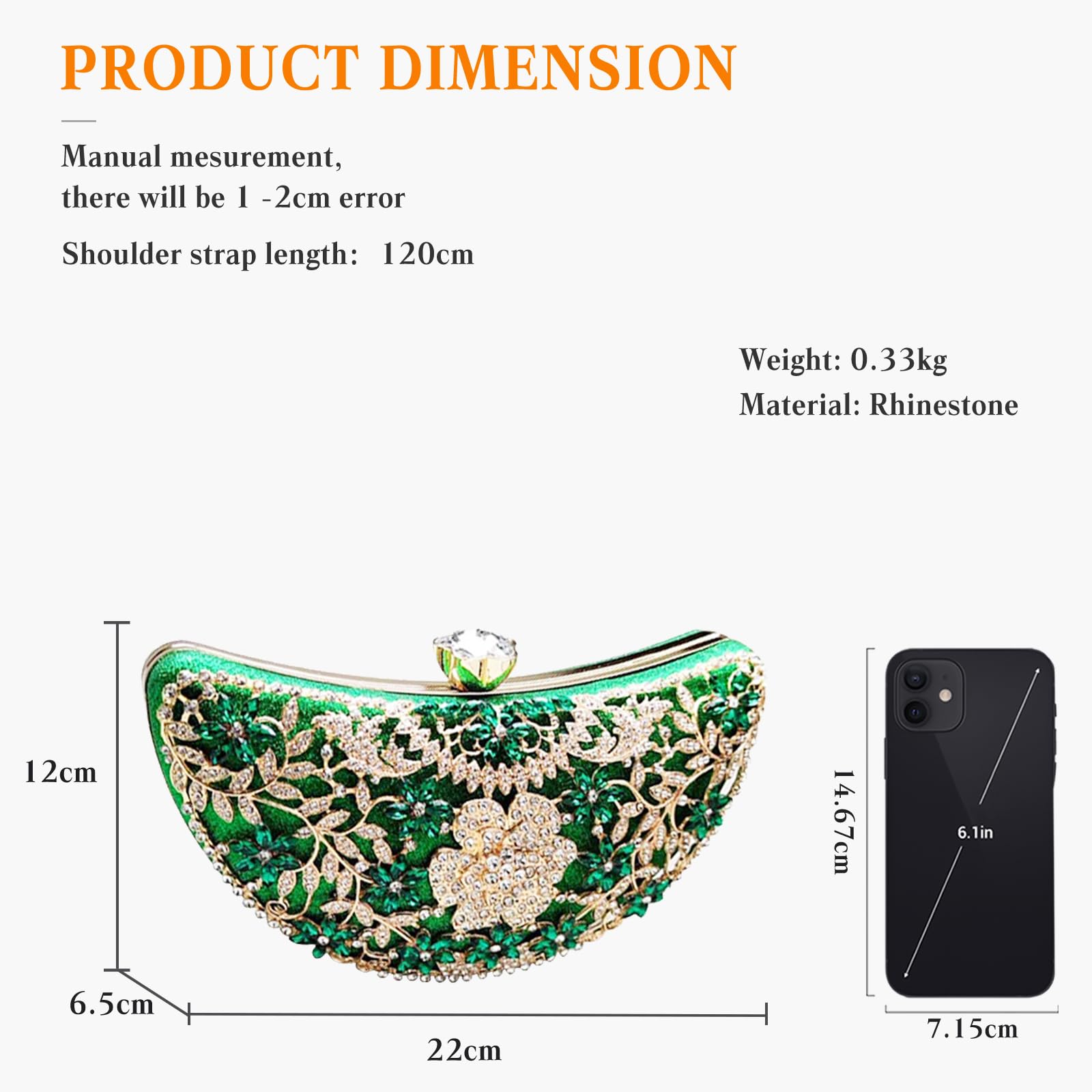 Diamantes de Imitación Clutch para Mujer Bolsa de Noche de Lentejuelas Bolso de Boda Bolso de Fiesta Pequeña Bolsos Bandolera con Cadena Elegante Banquete Fiesta Bolso de Hombro Verde
