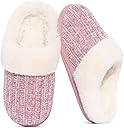 Evshine Warm Knit House Slippers for Women Comfy Wool-Like Lined Chenille Slippers with Memory Foam and Indoor Outdoor Soles