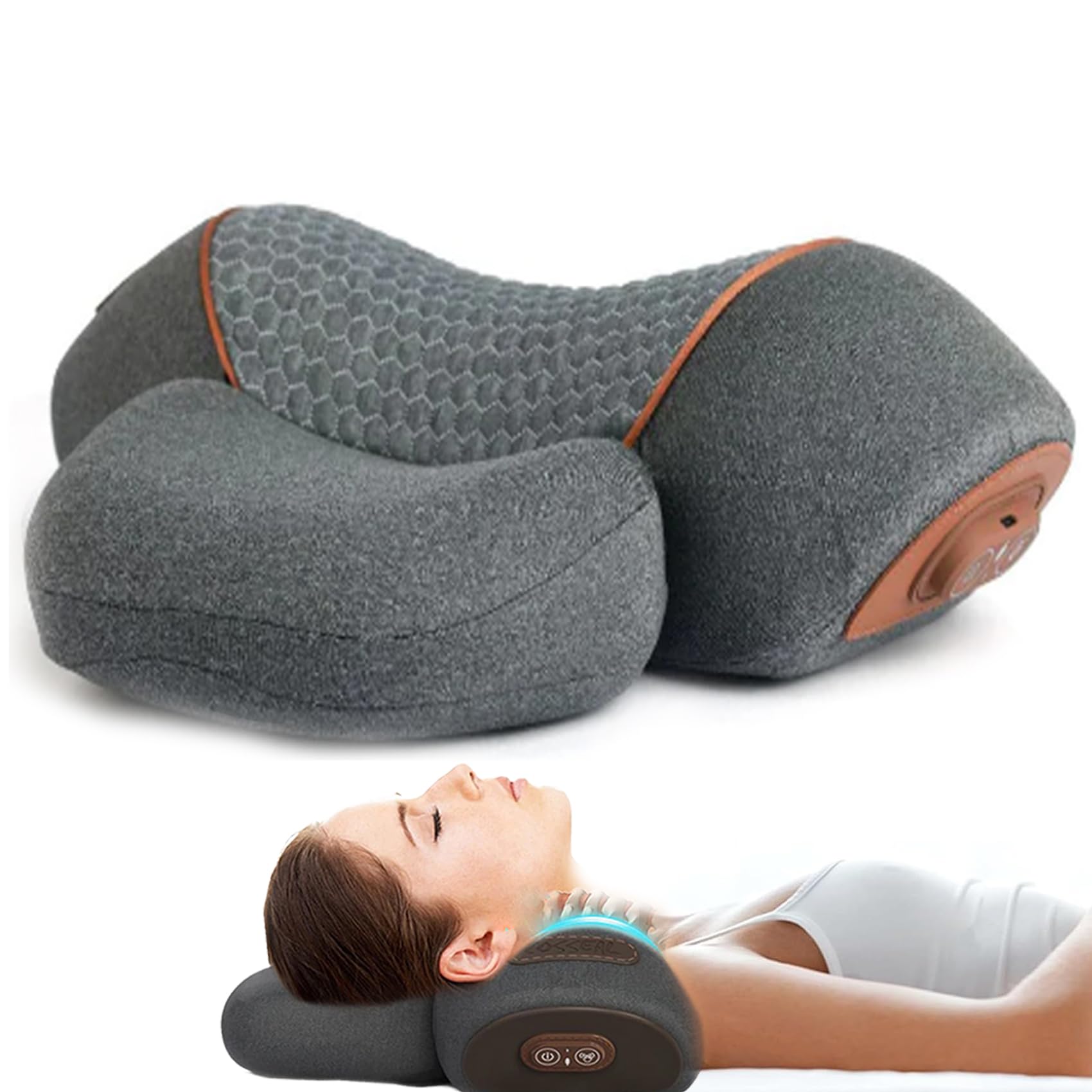 Prime Physio Masseur Cervical 3-En-1, PrimePhysio Coussin Massage Cervicale Avec étirement à 26°, Massage Et Chaleur, Masseur D'épaules Pour Retrouve La Courbure Du Cou, Soulage En Profondeur (Noir)