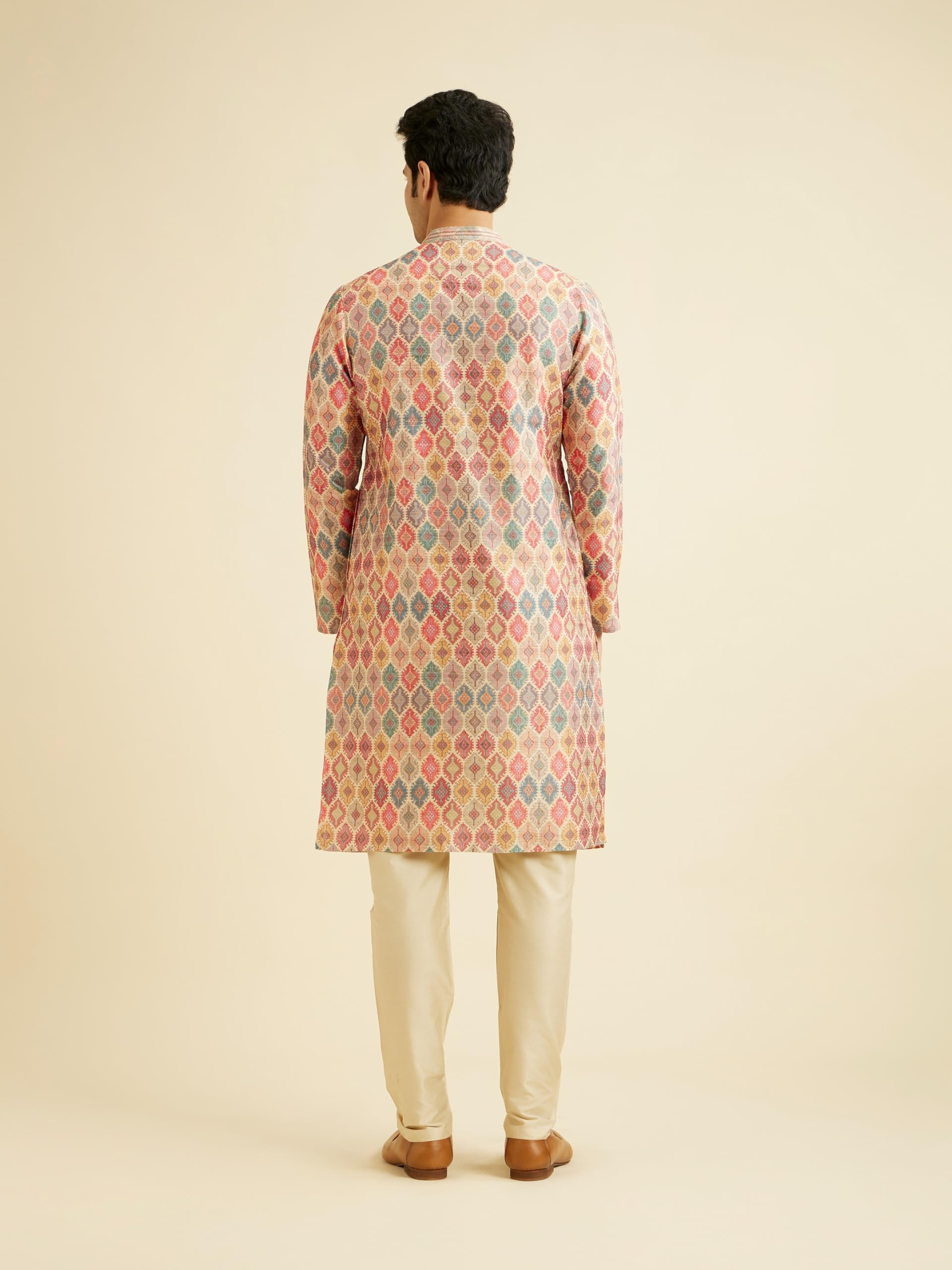 Manyavar Kurta 2-częściowy zestaw piżamowy dla mężczyzn, sztuczny jedwab, z nadrukiem, 2-częściowy