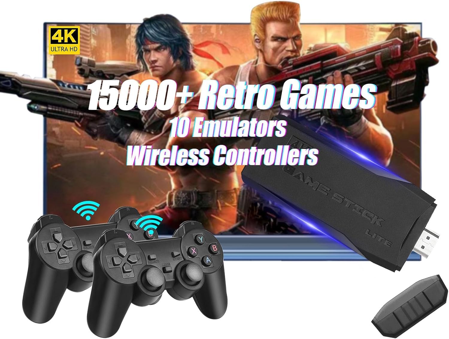 Wireless 2024 Kids Video Game HDMI Output Dual Player Console, Plug & Play Video TV Game 4K Ultra HD Game Stick with 15,000+Games Built-in, 64G, 9 Emulators Toy for Kids (15,000 VIDEO GAME) (B0D511RKZM) Amazon Price History, Amazon Price Tracker
