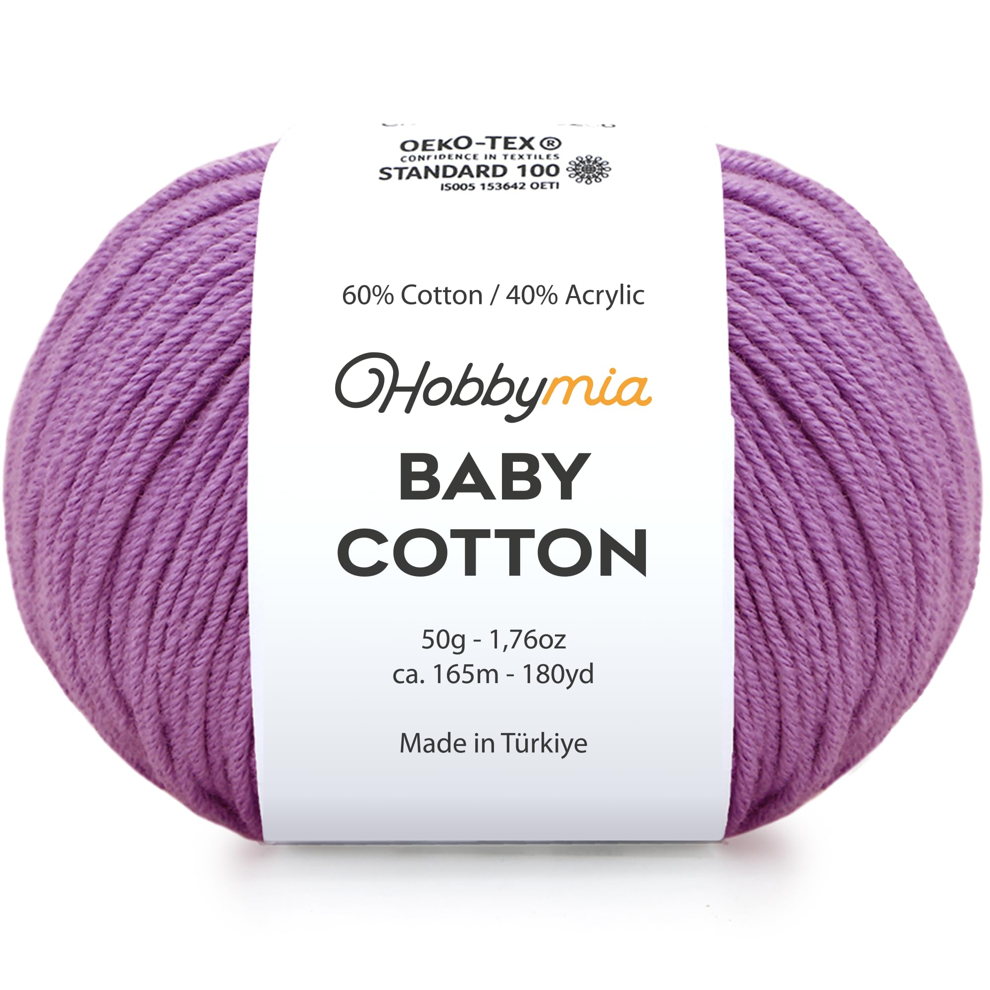 Baby Cotton Blend Yarn – Soft Sport Weight Yarn for Crochet & Amigurumi - 50g/180yds - 60% Cotton 40% Acrylic - Ideal for Baby & Knitting Proj.(Neon Green, 1 Ball) — view 43