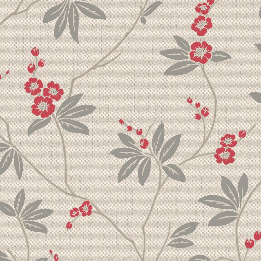 Belgravia Decor Amelie Blossom Beige Red Wallpaper 3022