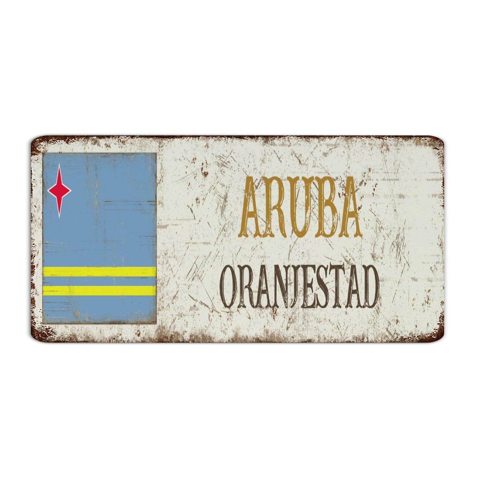 Aruba-oranjestad Rustic Metal Signs Personalized Terrace Signs National Country Souvenir Road Wall Décor Metal Plaque for Business Living Room Entryway 6x12 Inch