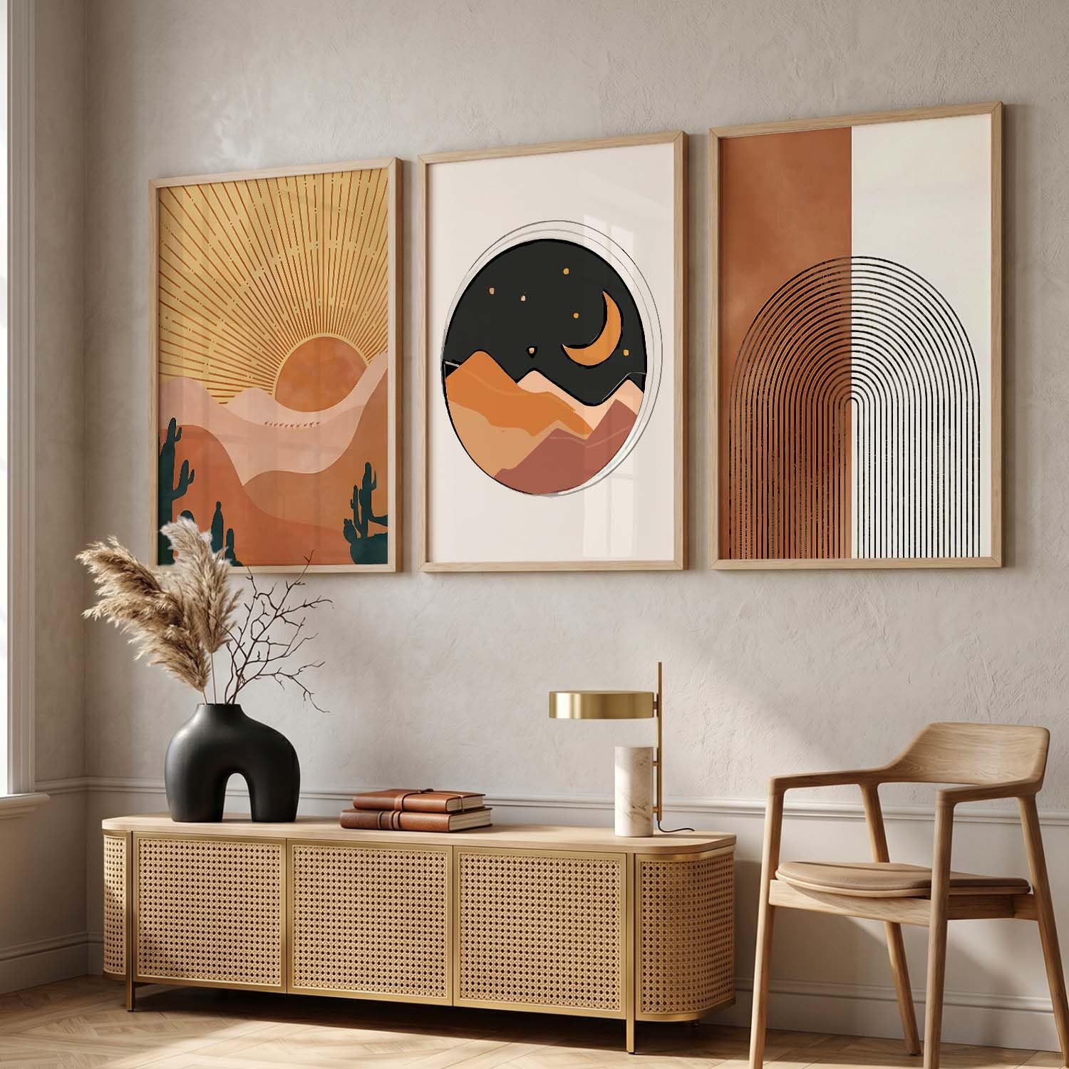 Bohemian Floral Wall Art Set - 3 Prints with Frame -29