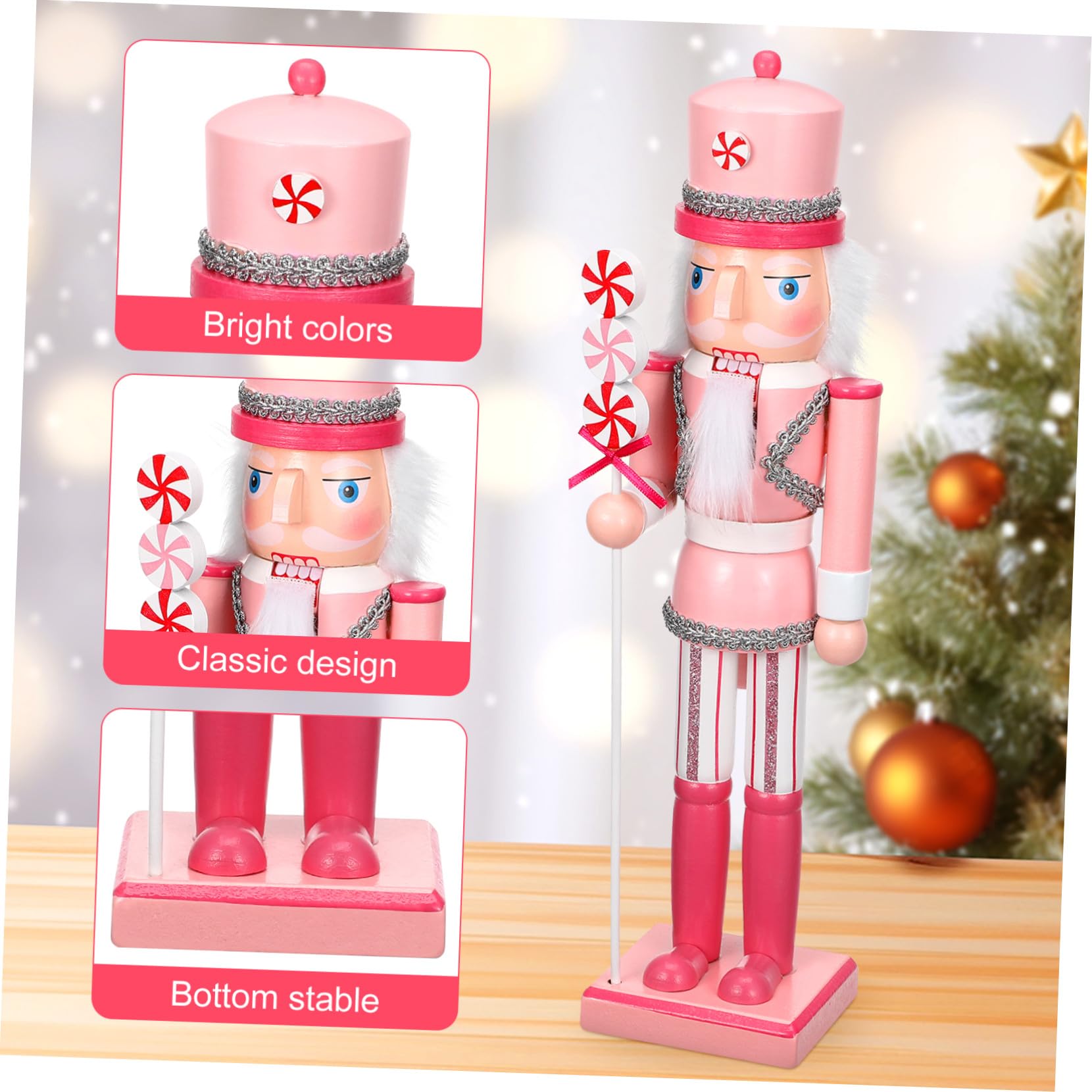 Drewniany Ozdobny Żołnierz Orzechowy Świąteczna Dekoracja Stołu i Domu Rzemieślniczy Nutcracker Boże Narodzenie Trwały i Szczegółowy Ornament