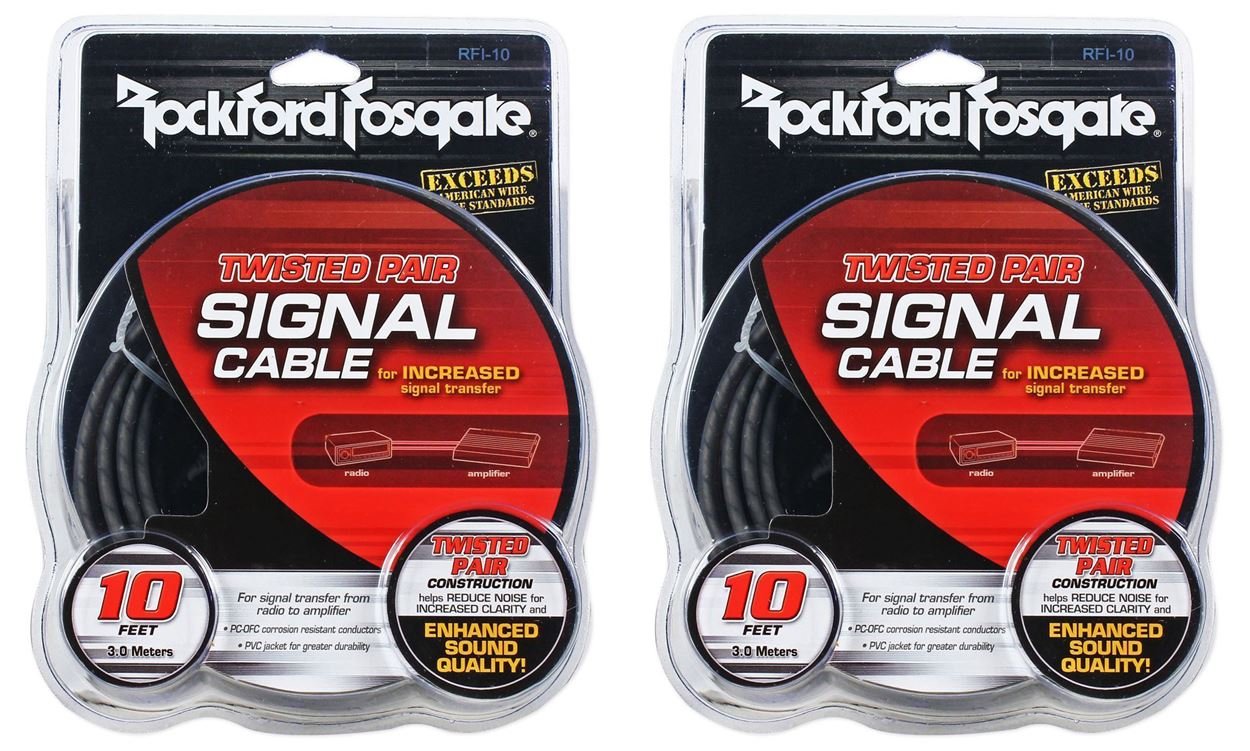 (2) Rockford Fosgate RFI-10 RFI10 10 Foot Twisted Pair OFC Car Audio RCA Cables