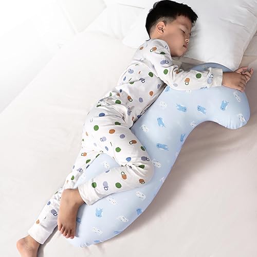 Miniatura 7 de BYRIVER Mini almohada corporal de contorno de 32 pulgadas para niños, adolescentes, niñas, niños, almohada para dormir de lado, almohada para
