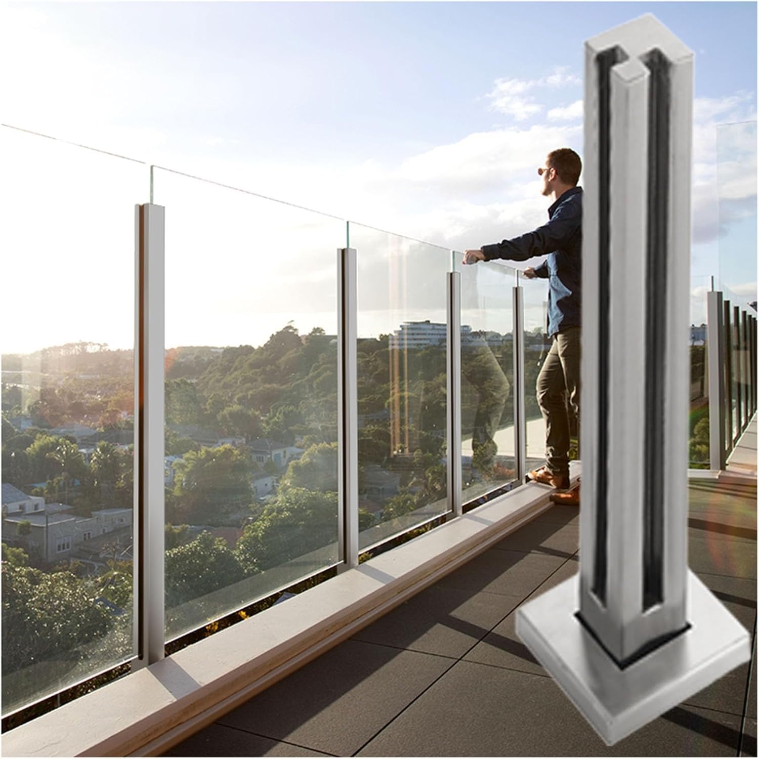 Système de Balustrade en Verre Gray | Kit Garde-Corps Intérieur Extérieur 65cm