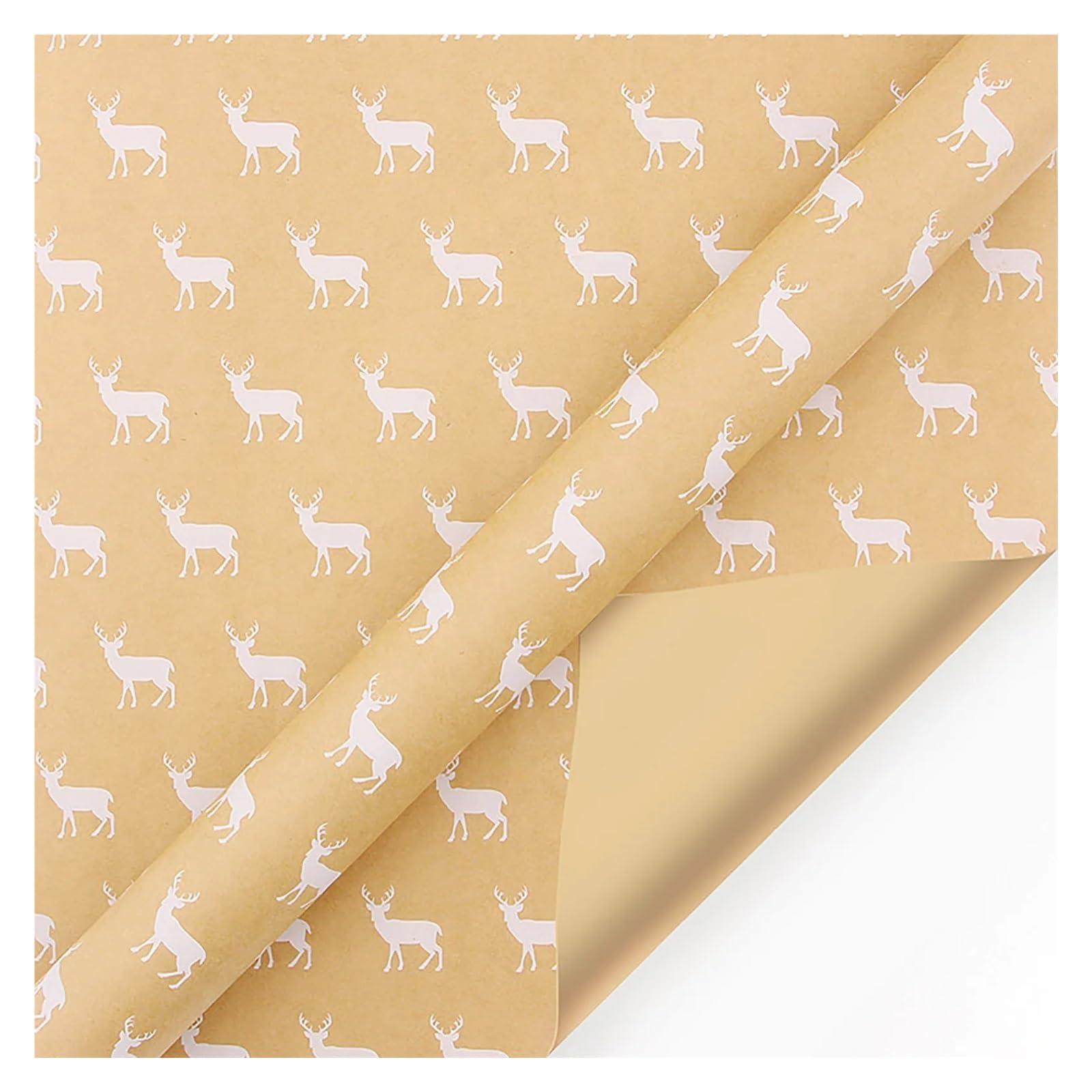 1pc Single-Sided Christmas Wrapping Paper Classic And Other Pattern Kraft Printed Present Giving Holiday(Fawn)