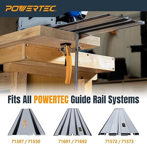 Miniatura 5 de POWERTEC 71542 Abrazadera de mesa de trinquete de liberación rápida para sistema MFT y riel guía capacidad de 7 pulgadas x 2-38 pulgadas de