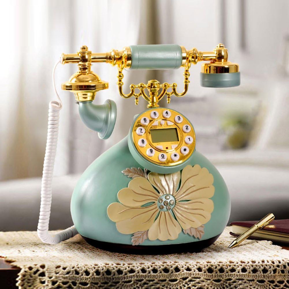 Vintage telephone Home creative retro fixed telephone Caller id landline For home decor-Blue