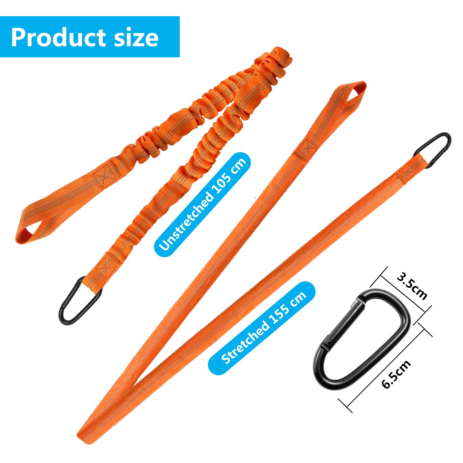 2 Laisses élastiques Pour Pagaie De Kayak - 37 Cm, Rouges, Neuves