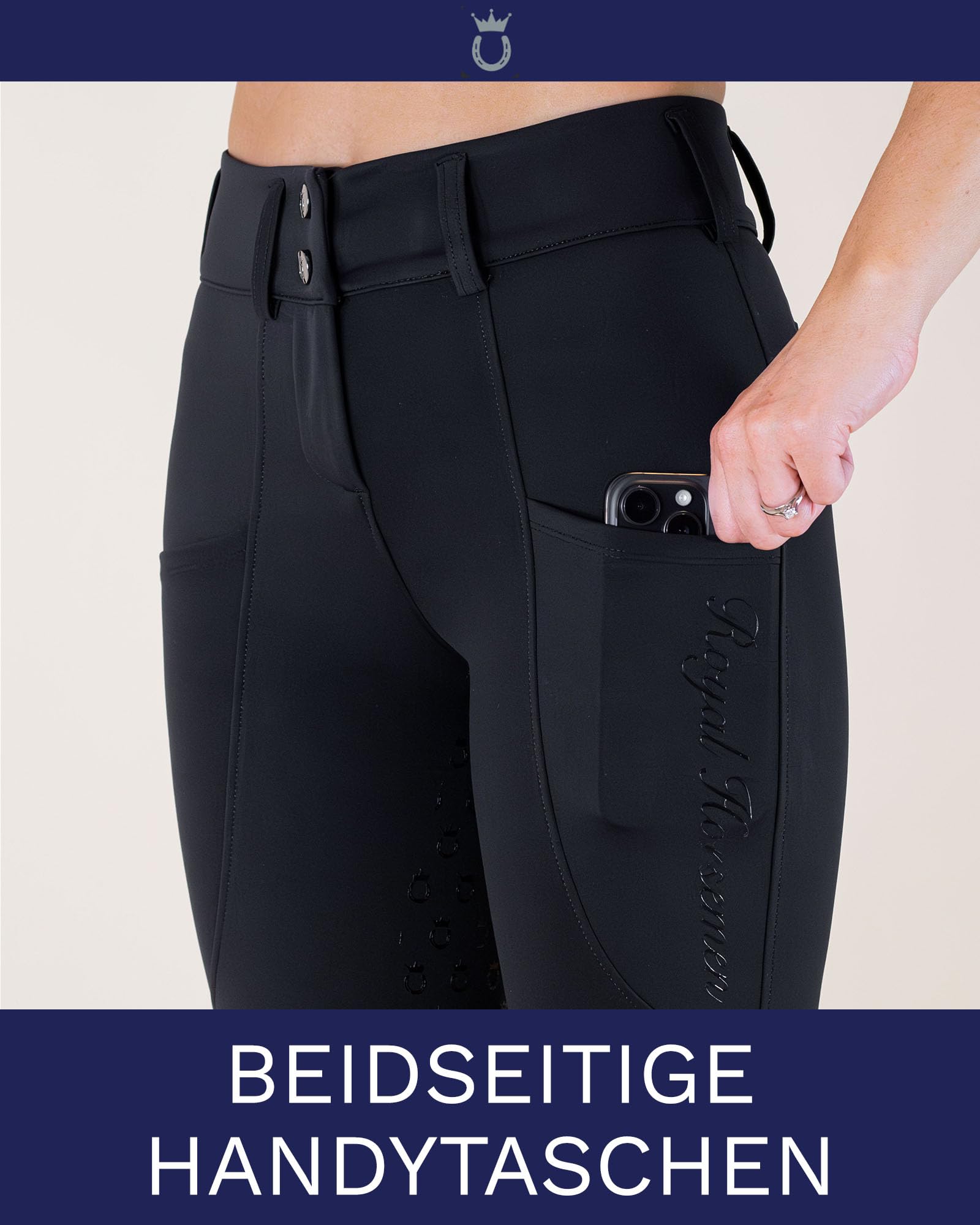 Royal Horsemen Reithose – Silikon Vollbesatz – Damen & Mädchen – Mit Handytaschen & Gürtelschlaufen – Highwaist, Shaping-Effekt Gr. XXS-XL