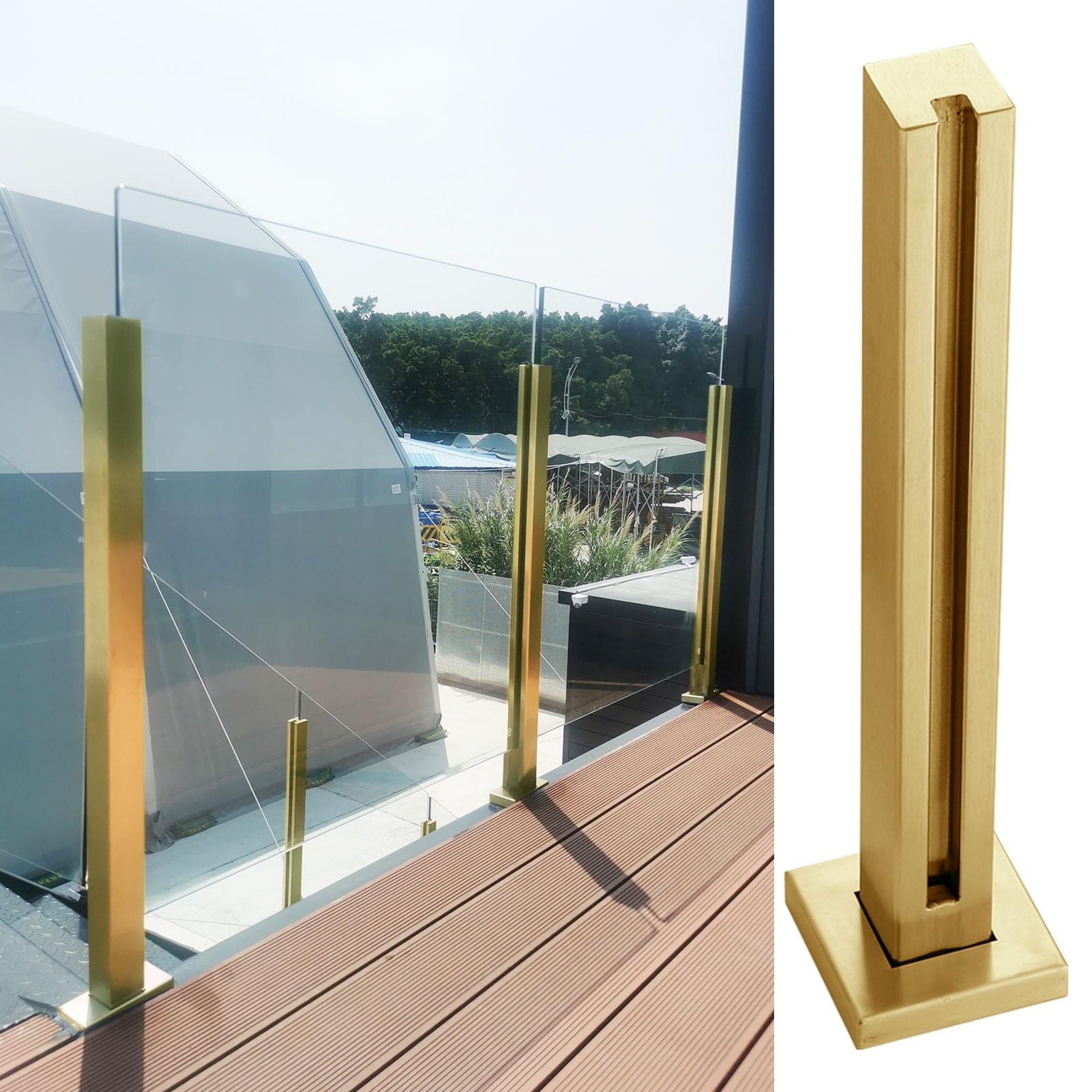Garde-corps de terrasse doré en inox pour sublimer votre patio moderne