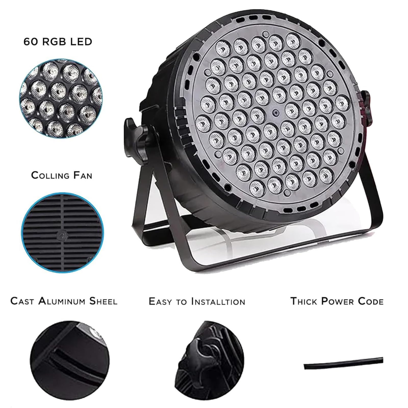 Luci da palcoscenico a 60 LED DJ Par Lights 90 W RGB che cambiano colore – Telecomando attivato dal suono e controllo DMX Uplights per eventi, chiesa, teatro, matrimoni, casa, feste, spettacoli