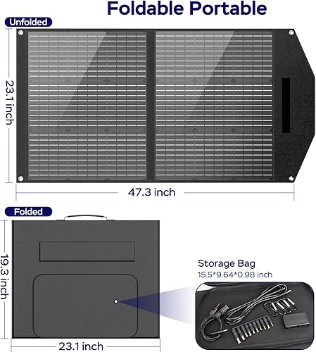 Miniatura 6 de MARBERO Panel solar portátil de 100 W, cargador de panel solar plegable de 100 vatios para estación de energía, dispositivos USBCC salida de 18 V