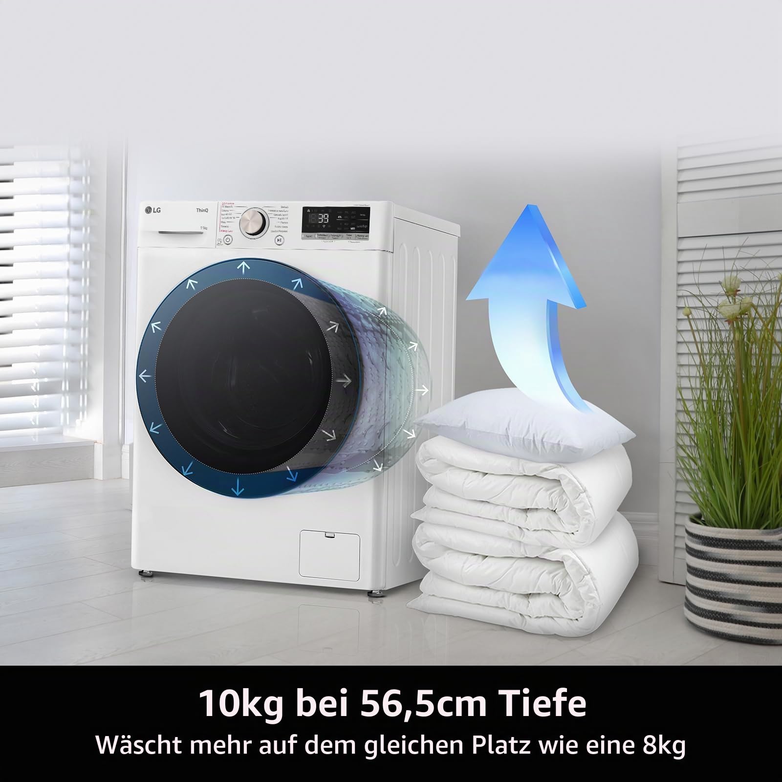 LG AI DD F4R7010TSWG Waschmaschine 10 kg, Frontlader, Serie R7, Waschmaschine Klasse A -10%, 1400 Umdrehungen, TurboWash 360, Dampf auf 7 Programmen, WLAN, freistehend, Weiß